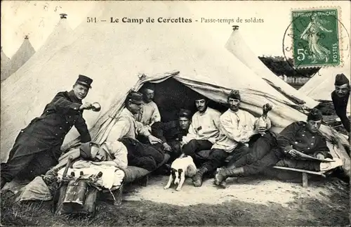 Ak Cercottes Loiret, Le Camp de Cercottes, Passe-temps de soldats