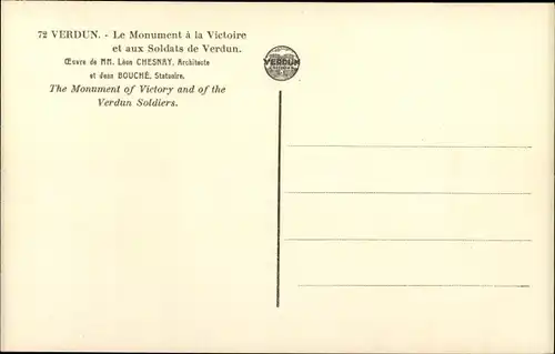 Ak Verdun Meuse, Le Monument a la Victore et aux Soldats de Verdun, Denkmal