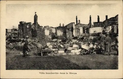 Ak Verdun Meuse, Ville bombardee dans la Meuse