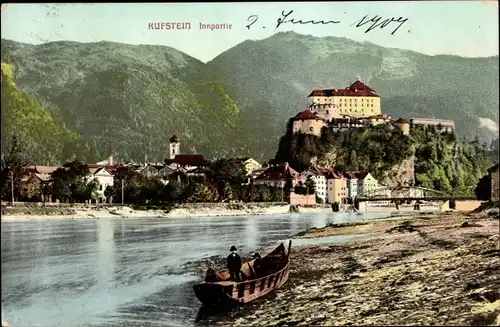 Ak Kufstein in Tirol, Innpartie, Boot