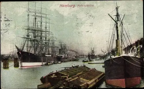 Ak Hamburg Mitte Altstadt, Hafenpartie, Schiffe