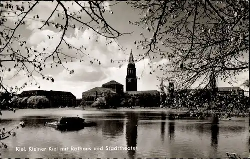 Ak Kiel Schleswig Holstein, Kleiner Kiel mit Rathaus und Stadttheater