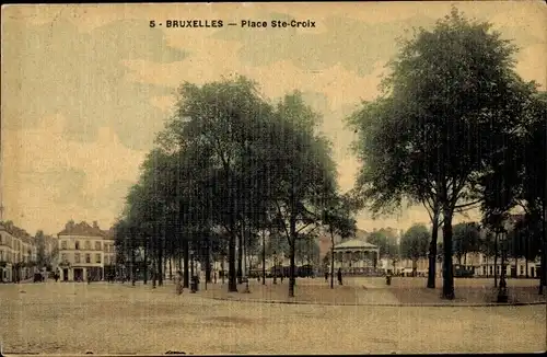 Ak Bruxelles Brüssel, Place Ste-Croix, Platz mit Bäumen