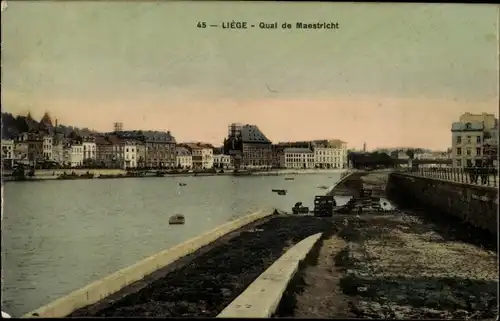 Ak Liège Lüttich Wallonien, Quai de Maestricht, Flußansicht, Ufer, Panorama