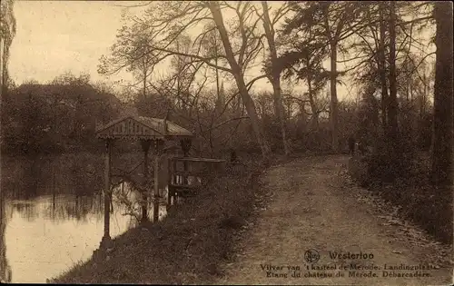 Ak Westerloo Westerlo Flandern Antwerpen, Etang del Chateau de Merode, Debarcadere, Bootshaus