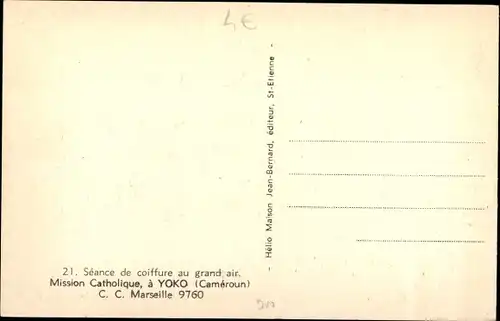 Ak Yoko Kamerun, Seance de Coiffure au grand air, Mission Catholique