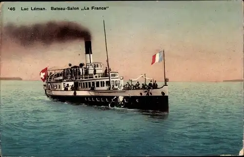 Ak Genf Kanton Schweiz, Lac Leman, Bateau-Salon La France