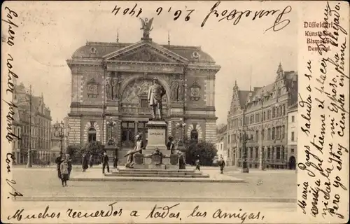 Ak Düsseldorf am Rhein, Kunsthalle, Bismarckdenkmal