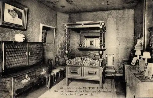 Ak Kanalinsel Guernsey, Victor Hugo's Residence, Reconstitution de la Chambre Mortuaire