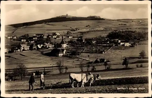 Ak Seiffen im Erzgebirge, Panorama, Schwartenberg, Ochsenpflug