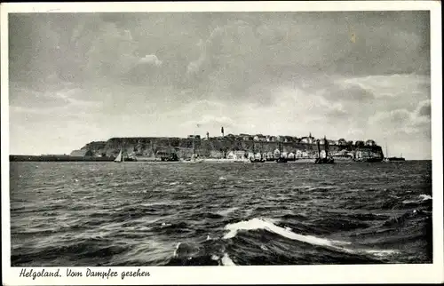 Ak Nordseeinsel Helgoland, Panorama vom Dampfer aus gesehen