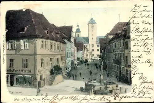 Ak Bad Mergentheim in Tauberfranken, die Burgstraße, Geschäft Carl Schleich