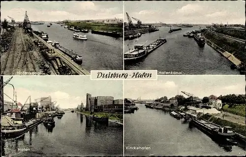 Ak Duisburg im Ruhrgebiet, Hafenkanal, Hafen, Vinckehafen