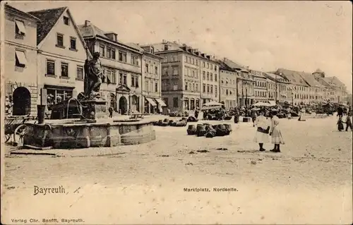 Ak Bayreuth in Oberfranken, Marktplatz, Brunnen