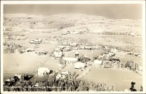 Ak Hinterzarten im Schwarzwald, Winterpanorama vom Ort mit Umgebung