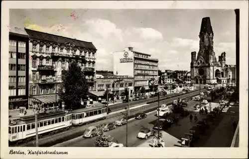 Ak Berlin Charlottenburg, Kurfürstendamm, Verkehr, Gedächtniskirche