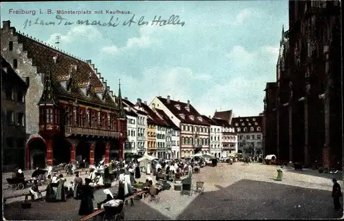 Ak Freiburg im Breisgau, Münsterplatz, Kaufhaus