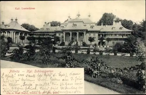 Ak Dresden Pillnitz, Lustschloss, Königlicher Schlossgarten