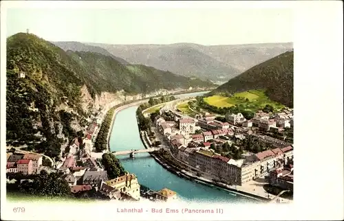 Ak Bad Ems an der Lahn, Lahnthal, Panorama