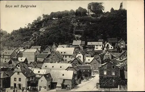 Ak Sayn Bendorf am Rhein, mit Burgruine