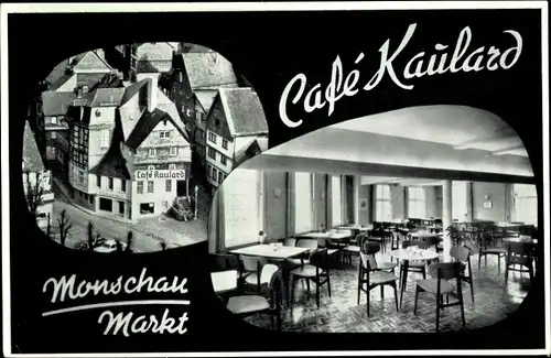 Ak Monschau Montjoie in der Eifel, Café Kaulard, Speisesaal, Markt, Innenansicht