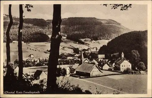 Ak Obertal Baiersbronn im Schwarzwald, Teilansicht mit Pension Haag