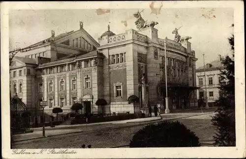 Ak Jablonec nad Nisou Gablonz an der Neiße Region Reichenberg, Stadttheater