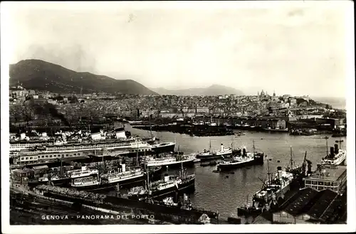 Ak Genova Genua Liguria, Panorama del Porto