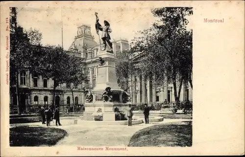 Ak Montreal Québec Kanada, Maisonneuve Monument, Denkmal, Gebäude, Vorplatz