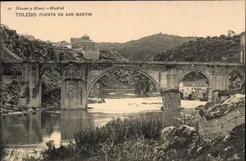 Ak Toledo Kastilien La Mancha Spanien, Puente de San Martin, Brücke, Fluss