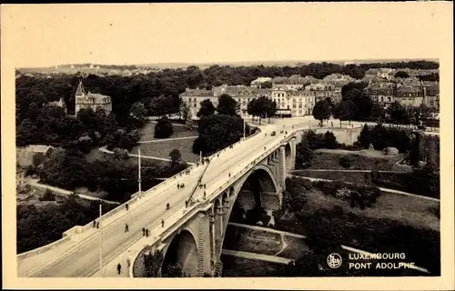 Ak Luxemburg, Pont Adolphe, Adolfbrücke, Luftaufnahme