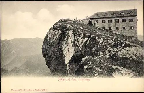 Ak Schafberg im Salzkammergut in Salzburg, Hotel auf dem Salzberg, Stengel 2630