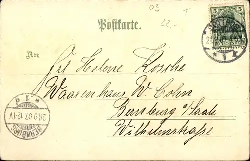 Litho Cottbus in der Niederlausitz, Siegesdenkmal, Hauptpost