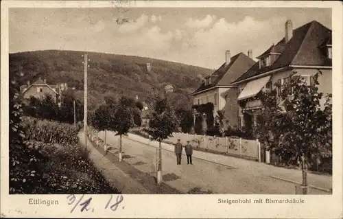 Ak Ettlingen in Baden, Steigenhohl mit Bismarcksäule
