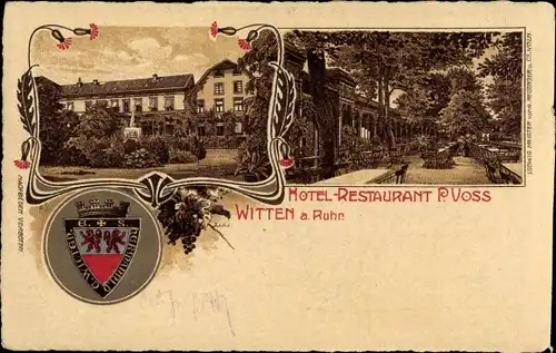 Litho Witten an der Ruhr, Hotel Restaurant P. Voss, Wappen