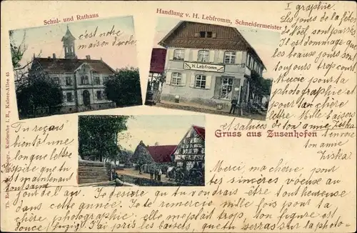 Ak Zusenhofen Oberkirch Baden Württemberg, Schule, Rathaus, Geschäft H. Lebfromm