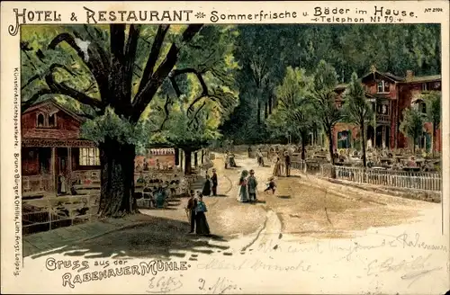 Litho Rabenau im Erzgebirge, Hotel Restaurant Rabenauer Mühle