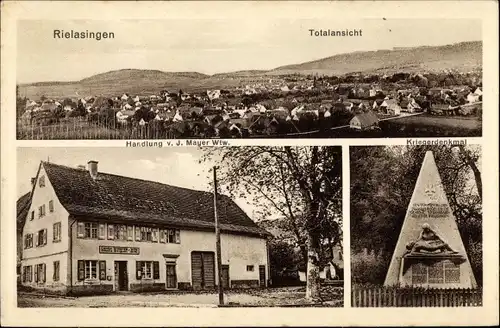 Ak Rielasingen BW, Handlung J. Mayer Wtw, Kriegerdenkmal