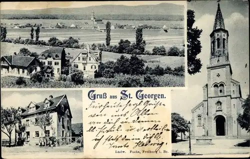 Ak Sankt Georgen Freiburg im Breisgau, Kirche, Ort mit Umgebung