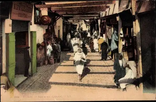 Ak Tunis Tunesien, Souk El Grana, Basar, Geschäfte, Araber, Maghreb