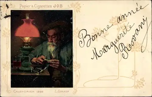Künstler Ak Graner, L., Papier a Cigarettes JOB, Calendrier 1898