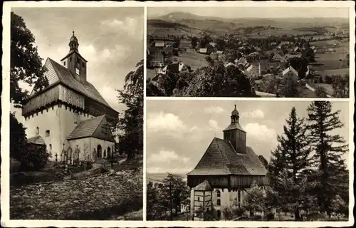 Ak Großrückerswalde im Erzgebirge, Teilansicht, Kirche