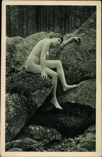 Foto Ak Frauenakt, Nackte Frau, Wald