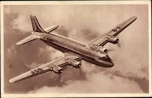Ak Französisches Passagierflugzeug, Douglas DC4, Air France, BDF