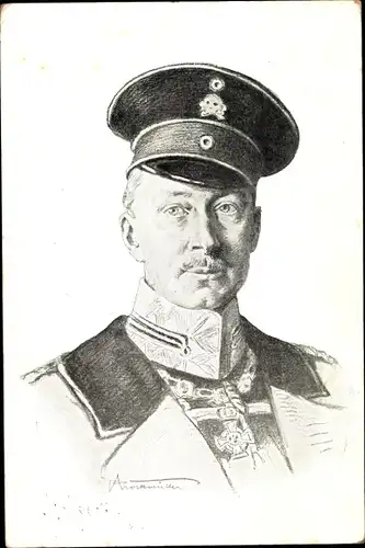 Künstler Ak Kronprinz Wilhelm von Preußen, Portrait, Totenkopfhusar