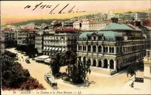 Ak Algier Alger Algerien, Theatre, Place Bresson, Theater, Außenansicht