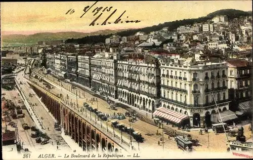 Ak Algier Alger Algerien, Boulevard de la Republique, Gesamtansicht, Rampe