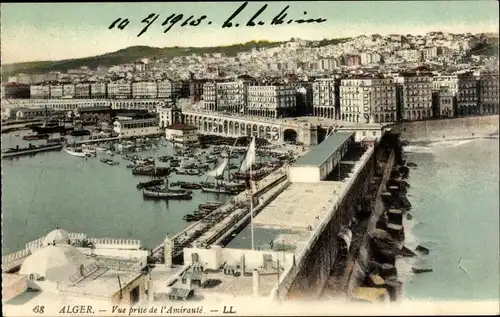 Ak Algier Alger Algerien, Vue prise de l'Amiraute, Hafen, Boote