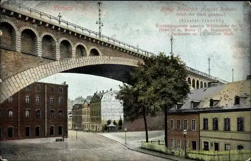 Ak Plauen im Vogtland, König Friedrich August Brücke