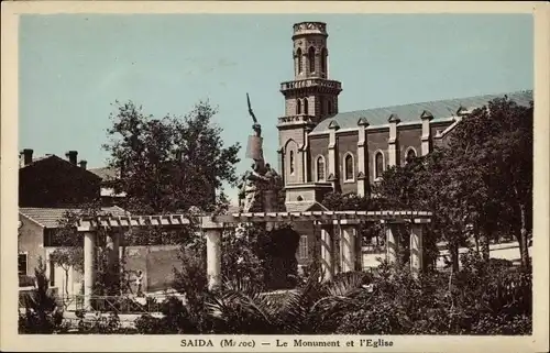 Ak Saida Marokko, Le Monument et l'Eglise